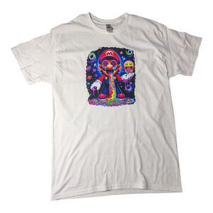 Gildan - White T-shirt - Size M - Trippy Drippy Mario T-Shirt - New without Tags